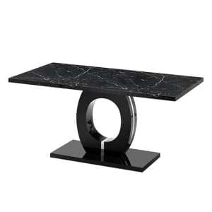 Halo High Gloss Dining Table In Milano Marble Effect - UK