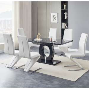 Halo Milano Effect Gloss Dining Table 6 Demi Z White Chairs - UK