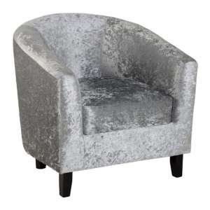 Habufa Velvet Fabric Tub Chair In Silver - UK