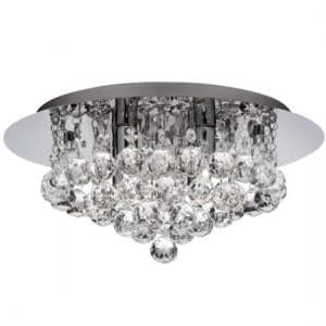 Hanna 4 Light In Ceiling Flush In Chrome With Crystal Balls - UK