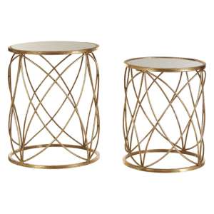Hannah Glass Set Of 2 Side Tables With Sparkle Champagne Frame - UK