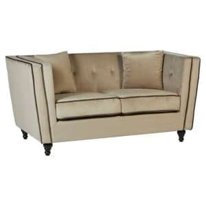 Hannah Upholstered Velvet 2 Seater Sofa In Mink - UK