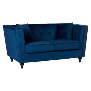 Hannah Upholstered Velvet 2 Seater Sofa In Navy Blue - UK