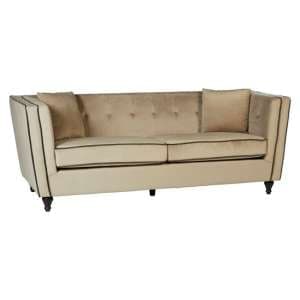 Hannah Upholstered Velvet 3 Seater Sofa In Mink - UK