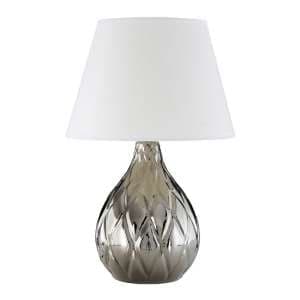 Hannata White Fabric Shade Table Lamp With Silver Base - UK