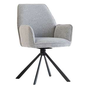 Harris Swivel Boucle Fabric Dining Chair In Grey - UK