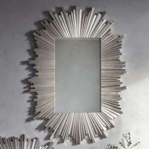 Hatfield Rectangular Starburst Design Wall Mirror In Silver - UK
