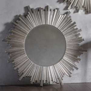 Hatfield Round Starburst Design Wall Mirror In Silver - UK