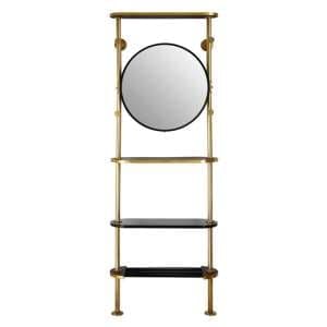 Hawkon Metal Coat Stand With Round Mirrror In Black And Brass - UK
