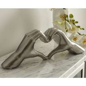Heart Ceramic Hand Sculpture In Silver - UK
