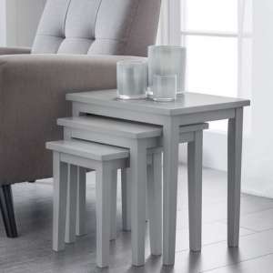 Cadee Wooden Set Of 3 Nest of Tables In Lajitar Grey Lacquer - UK