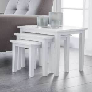 Cadee Wooden Set Of 3 Nest of Tables In White - UK
