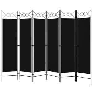 Hecate Fabric 6 Panels 240cm x 180cm Room Divider In Black - UK