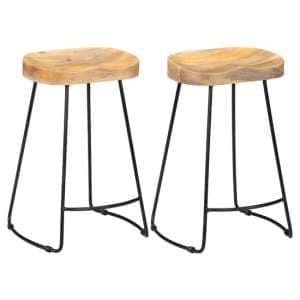 Henley 62cm Brown Wooden Bar Stools With Black Legs In A Pair - UK