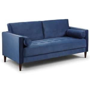 Herbart Plush Velvet 3 Seater Sofa In Blue - UK