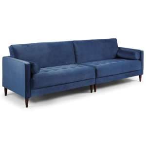 Herbart Plush Velvet 4 Seater Sofa In Blue - UK