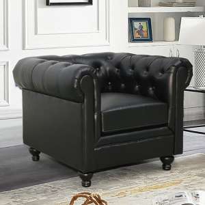 Hertford Chesterfield Faux Leather 1 Seater Sofa In Black - UK