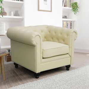Hertford Chesterfield Faux Leather 1 Seater Sofa In Ivory - UK