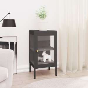 Hetty Clear Glass Sideboard With 1 Door In Anthracite Frame - UK