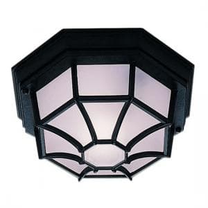 Hexagonal Flush Outdoor Light In Black With Sanded Glass - UK