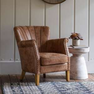 Hickok Upholstered Leather Armchair In Brown - UK