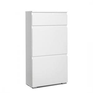 Hilary Shoe Cabinet In White With 2 Flap Doors - UK