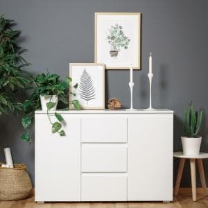 Hilary Contemporary Wooden Sideboard In White - UK