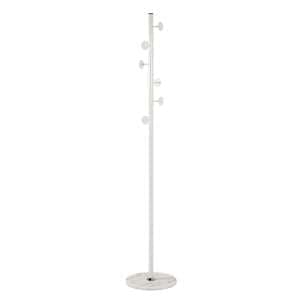 Hillsboro Metal 6 Hooks Coat Stand In White With Marble Base - UK