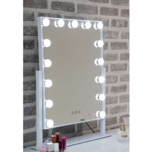 Hollywood Large Swivel Dressing Mirror In White High Gloss Frame - UK