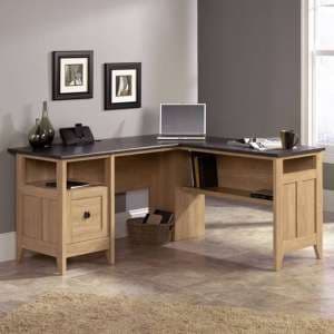 Home Wooden L-Shaped Computer Desk In Dover Oak - UK