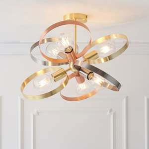 Hoop 6 Lights Ceiling Pendant Light In Brushed Brass - UK