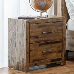 Hania Bedside Cabinet In Rustic Oak With 2 Drawers - UK