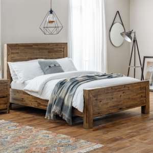 Hania Wooden King Size Bed In Rustic Oak - UK