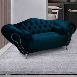 Huron Malta Plush Velour Fabric 2 Seater Sofa In Peacock - UK