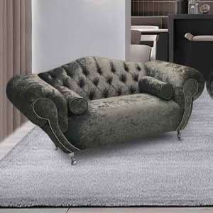 Huron Malta Plush Velour Fabric 2 Seater Sofa In Putty - UK