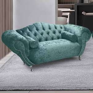 Huron Malta Plush Velour Fabric 2 Seater Sofa In Seaspray - UK