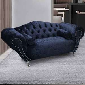 Huron Malta Plush Velour Fabric 2 Seater Sofa In Slate - UK