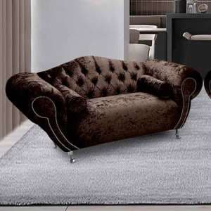 Huron Malta Plush Velour Fabric 2 Seater Sofa In Taupe - UK