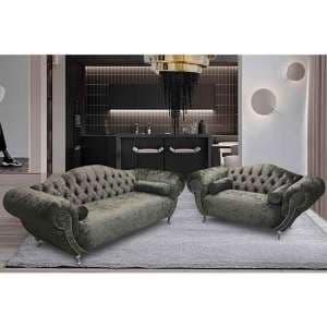 Huron Velour Fabric 2 Seater And 3 Seater Sofa In Putty - UK