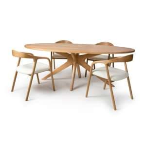 Hvar Wooden Dining Table Oval In Oak With 6 Chairs - UK