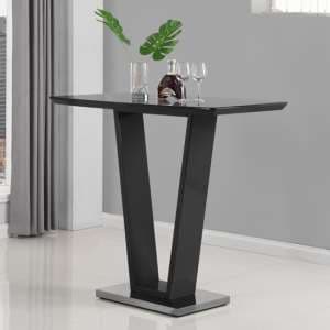 Ilko High Gloss Bar Table Rectangular Glass Top In Black - UK