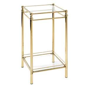 Inman Tall Square Clear Glass Side Table In Brass - UK