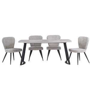Ivan Carlos Grey Stone Dining Table With 6 Valko Grey Chairs - UK