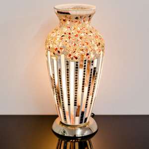 Izar Art Deco Flower Design Mosaic Glass Vase Table Lamp - UK