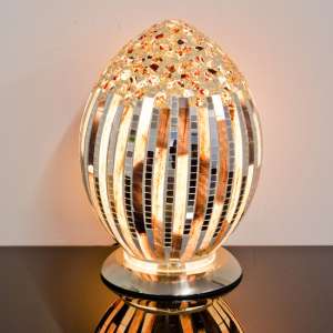 Izar Medium Art Deco Design Mosaic Glass Egg Table Lamp - UK