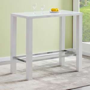 Jam High Gloss Bar Table Rectangular Glass Top In White - UK