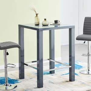 Jam High Gloss Bar Table Square Glass Top In Grey - UK