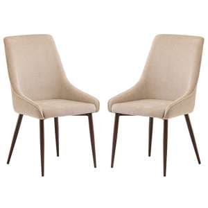 Jasper Ivory Fabric Dining Chairs With Wenge Legs In Pair - UK