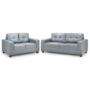 Jerri Faux Leather 3+2 Seater Sofa Set In Light Grey - UK