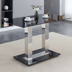 Jet Small Black Glass Dining Table With Chrome Supports - UK